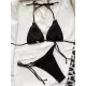 Backless Bandage Hollow Solid Color Padded Halter-Neck Bikini Swimsuit Backless Bandage Hollow Solid Color Padded Halter-Neck Bikini Swimsuit
