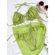 Three-piece Suit Padded Bandage Lacy Solid Color Halter-Neck Bikini Swimsuit Three-piece Suit Padded Bandage Lacy Solid Color Halter-Neck Bikini Swimsuit