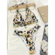 Bandage Hollow Leopard Padded Deep V-Neck Bikini Swimsuit Bandage Hollow Leopard Padded Deep V-Neck Bikini Swimsuit