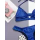 Bandage Belly-Hollow Sequined Solid Color Padded Halter-Neck Bikini Swimsuit Bandage Belly-Hollow Sequined Solid Color Padded Halter-Neck Bikini Swimsuit