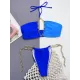 Belly-Hollow Color-Block Hollow Padded Halter-Neck Bikini Swimsuit Belly-Hollow Color-Block Hollow Padded Halter-Neck Bikini Swimsuit