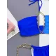 Belly-Hollow Color-Block Hollow Padded Halter-Neck Bikini Swimsuit Belly-Hollow Color-Block Hollow Padded Halter-Neck Bikini Swimsuit