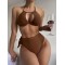 Backless Bandage Solid Color Padded Halter-Neck Bikini Swimsuit