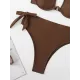Backless Bandage Solid Color Padded Halter-Neck Bikini Swimsuit Backless Bandage Solid Color Padded Halter-Neck Bikini Swimsuit