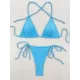 Backless Bandage Hollow Sequined Solid Color Padded Halter-Neck Bikini Swimsuit Backless Bandage Hollow Sequined Solid Color Padded Halter-Neck Bikini Swimsuit
