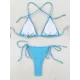 Backless Bandage Hollow Sequined Solid Color Padded Halter-Neck Bikini Swimsuit Backless Bandage Hollow Sequined Solid Color Padded Halter-Neck Bikini Swimsuit