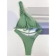 Backless Bandage Solid Color Woven Padded One-Shoulder Bikini Swimsuit Backless Bandage Solid Color Woven Padded One-Shoulder Bikini Swimsuit