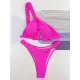 Backless Bandage Solid Color Woven Padded One-Shoulder Bikini Swimsuit Backless Bandage Solid Color Woven Padded One-Shoulder Bikini Swimsuit