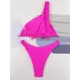 Backless Bandage Solid Color Woven Padded One-Shoulder Bikini Swimsuit Backless Bandage Solid Color Woven Padded One-Shoulder Bikini Swimsuit