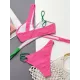 Bandage Belly-Hollow Color-Block Padded One-Shoulder Bikini Swimsuit Bandage Belly-Hollow Color-Block Padded One-Shoulder Bikini Swimsuit