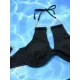 Bandage Belly-Hollow Buckle Solid Color Padded Halter-Neck Bikini Swimsuit Bandage Belly-Hollow Buckle Solid Color Padded Halter-Neck Bikini Swimsuit