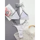 False Two Padded Backless Bandage Color-Block V-Neck Bikini Swimsuit False Two Padded Backless Bandage Color-Block V-Neck Bikini Swimsuit