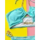 Bandage Hollow Solid Color Padded Halter-Neck Bikini Swimsuit Bandage Hollow Solid Color Padded Halter-Neck Bikini Swimsuit