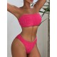 Bandage Solid Color Striped Padded Tube Bikini Swimsuit Bandage Solid Color Striped Padded Tube Bikini Swimsuit
