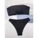 Bandage Solid Color Striped Padded Tube Bikini Swimsuit Bandage Solid Color Striped Padded Tube Bikini Swimsuit