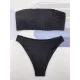 Bandage Solid Color Striped Padded Tube Bikini Swimsuit Bandage Solid Color Striped Padded Tube Bikini Swimsuit