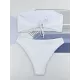 Bandage Solid Color Striped Padded Tube Bikini Swimsuit Bandage Solid Color Striped Padded Tube Bikini Swimsuit
