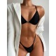 Bandage Heart Hollow Solid Color Spaghetti-Neck Bikini Swimsuit Bandage Heart Hollow Solid Color Spaghetti-Neck Bikini Swimsuit