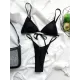 Bandage Heart Hollow Solid Color Spaghetti-Neck Bikini Swimsuit Bandage Heart Hollow Solid Color Spaghetti-Neck Bikini Swimsuit