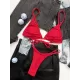 Bandage Heart Hollow Solid Color Spaghetti-Neck Bikini Swimsuit Bandage Heart Hollow Solid Color Spaghetti-Neck Bikini Swimsuit