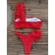 Falbala Solid Color Split-Joint Padded One-Shoulder Bikini Swimsuit Falbala Solid Color Split-Joint Padded One-Shoulder Bikini Swimsuit