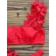 Falbala Solid Color Split-Joint Padded One-Shoulder Bikini Swimsuit Falbala Solid Color Split-Joint Padded One-Shoulder Bikini Swimsuit