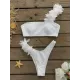 Falbala Solid Color Split-Joint Padded One-Shoulder Bikini Swimsuit Falbala Solid Color Split-Joint Padded One-Shoulder Bikini Swimsuit