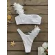 Falbala Solid Color Split-Joint Padded One-Shoulder Bikini Swimsuit Falbala Solid Color Split-Joint Padded One-Shoulder Bikini Swimsuit