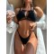 Split-Joint Belly-Hollow Bandage Padded Halter-Neck Bikini Swimsuit
