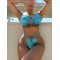 Padded Bandage Belly-Hollow Solid Color Spaghetti-Neck Bikini Swimsuit