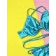 Padded Bandage Belly-Hollow Solid Color Spaghetti-Neck Bikini Swimsuit Padded Bandage Belly-Hollow Solid Color Spaghetti-Neck Bikini Swimsuit