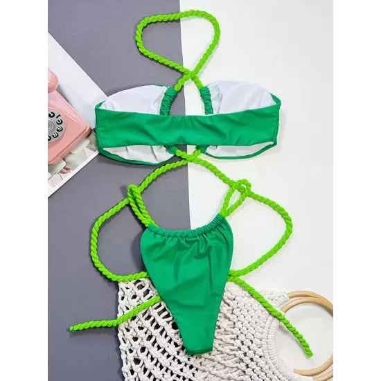 Padded Backless Bandage Belly-Hollow Split-Joint Bikini Swimsuit Padded Backless Bandage Belly-Hollow Split-Joint Bikini Swimsuit
