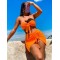 Three-piece Suit Padded Honeycomb Solid Color Tube Bikini Swimsuit