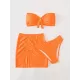 Three-piece Suit Padded Honeycomb Solid Color Tube Bikini Swimsuit Three-piece Suit Padded Honeycomb Solid Color Tube Bikini Swimsuit