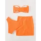 Three-piece Suit Padded Honeycomb Solid Color Tube Bikini Swimsuit Three-piece Suit Padded Honeycomb Solid Color Tube Bikini Swimsuit