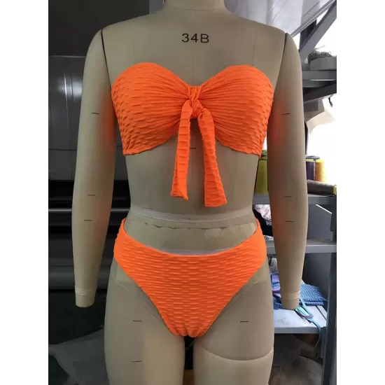 Three-piece Suit Padded Honeycomb Solid Color Tube Bikini Swimsuit Three-piece Suit Padded Honeycomb Solid Color Tube Bikini Swimsuit