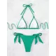 Padded Backless Bandage Wavy Printed Halter-Neck Bikini Swimsuit Padded Backless Bandage Wavy Printed Halter-Neck Bikini Swimsuit