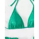 Padded Backless Bandage Wavy Printed Halter-Neck Bikini Swimsuit Padded Backless Bandage Wavy Printed Halter-Neck Bikini Swimsuit