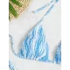 Backless Bandage Color-Block Padded Halter-Neck Bikini Swimsuit Backless Bandage Color-Block Padded Halter-Neck Bikini Swimsuit