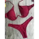 Backless Hollow Printed Solid Color Padded Spaghetti-Neck Bikini Swimsuit