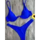 Backless Hollow Printed Solid Color Padded Spaghetti-Neck Bikini Swimsuit