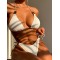 Backless Bandage Hollow Padded Halter-Neck Bikini Swimsuit