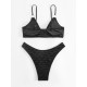 Hollow Solid Color Padded Spaghetti-Neck Bikini Swimsuit Hollow Solid Color Padded Spaghetti-Neck Bikini Swimsuit