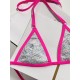 Padded Bandage Sequined Halter-Neck Bikini Swimsuit Padded Bandage Sequined Halter-Neck Bikini Swimsuit