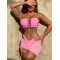 Three-piece Suit Padded Backless Belly-Hollow Ruffled Bikini Swimsuit