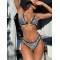 Padded Chains Sequined Halter-Neck Bikini Swimsuit