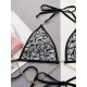 Padded Chains Sequined Halter-Neck Bikini Swimsuit Padded Chains Sequined Halter-Neck Bikini Swimsuit