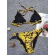 Padded Backless Bandage Floral Printed V-Neck Bikini Swimsuit Padded Backless Bandage Floral Printed V-Neck Bikini Swimsuit