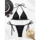 Padded Chains Heart Split-Joint Halter-Neck Bikini Swimsuit Padded Chains Heart Split-Joint Halter-Neck Bikini Swimsuit