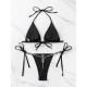 Padded Chains Heart Split-Joint Halter-Neck Bikini Swimsuit Padded Chains Heart Split-Joint Halter-Neck Bikini Swimsuit